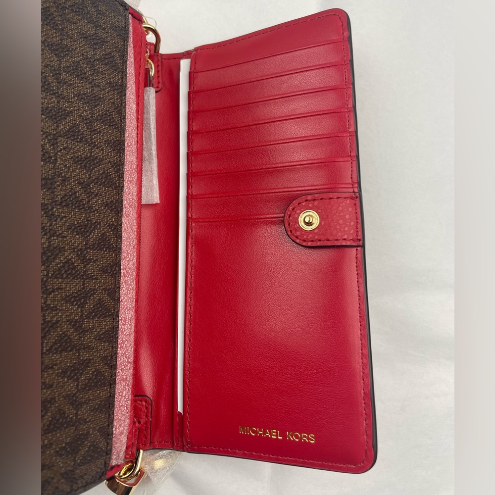 MICHAEL KORS~Jet Set Small Studded Faux Leather & Logo Smartphone Crossbody Bag - Picture 5 of 6